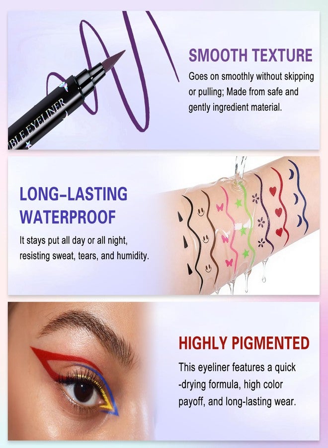 QIUFSSE 7PCS Colorful Eyeliner Stamp Set,Double-headed Liquid Eyeliner Pencil Face Stamps Makeup,Long-lasting Delineador de Ojos Contra el Agua - Image 5
